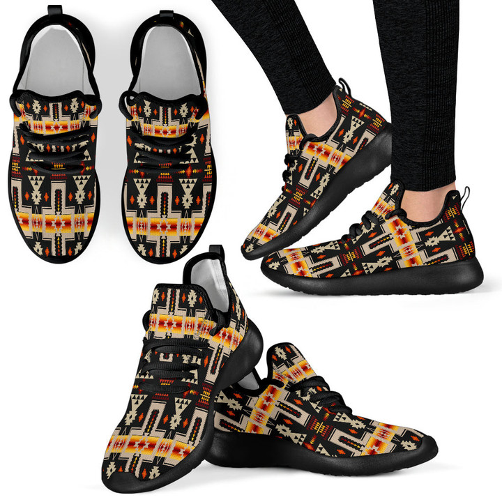 Black Tribe Design Native American Mesh Knit Sneakers