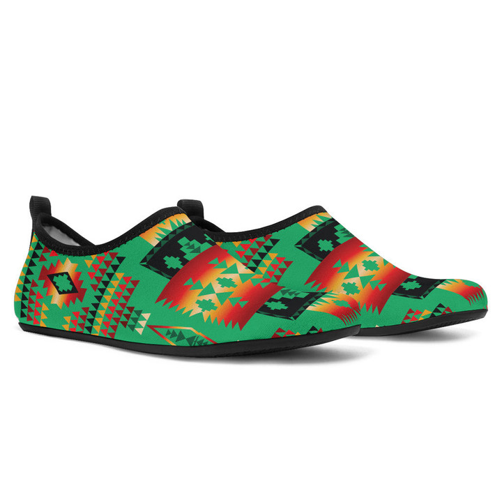 Green Tribe Pattern Native American Aqua Shoes