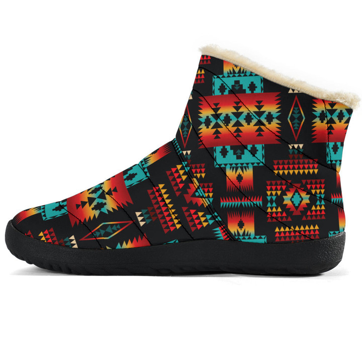 Black Native Tribes Pattern Native American Cozy Winter Boots