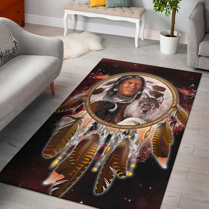 Chief & Animals Red Area Rug