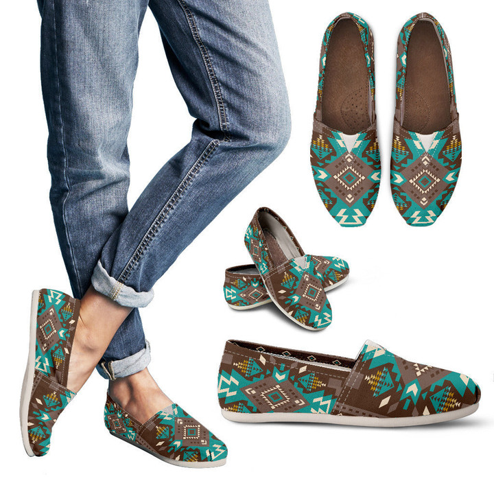 Blue Pattern Brown Casual Shoes