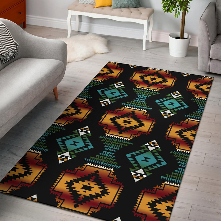 Native American Patterns Black Red Area Rug