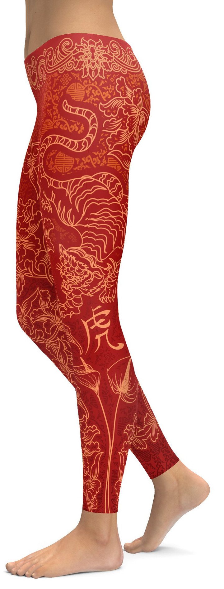 Chinese Zodiac Tiger High-Waisted Leggings