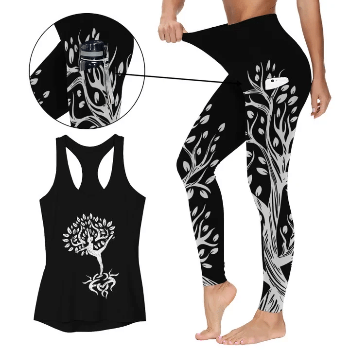 Tree of Life Activewear Outfit: Racerback Tank Top & High Waist Leggings with Pockets Outfit