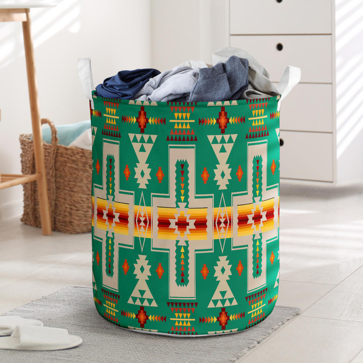 Light Green Tribe Design Laundry Basket
