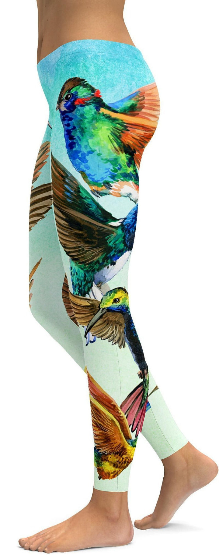 Watercolor Hummingbird High-Waisted Leggings