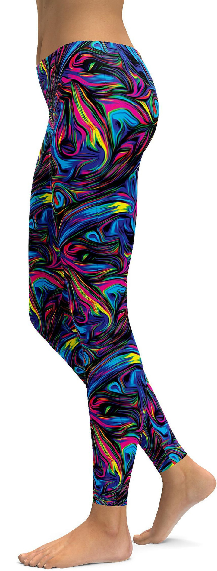 Psychedelic Neon Paint High-Waisted Leggings