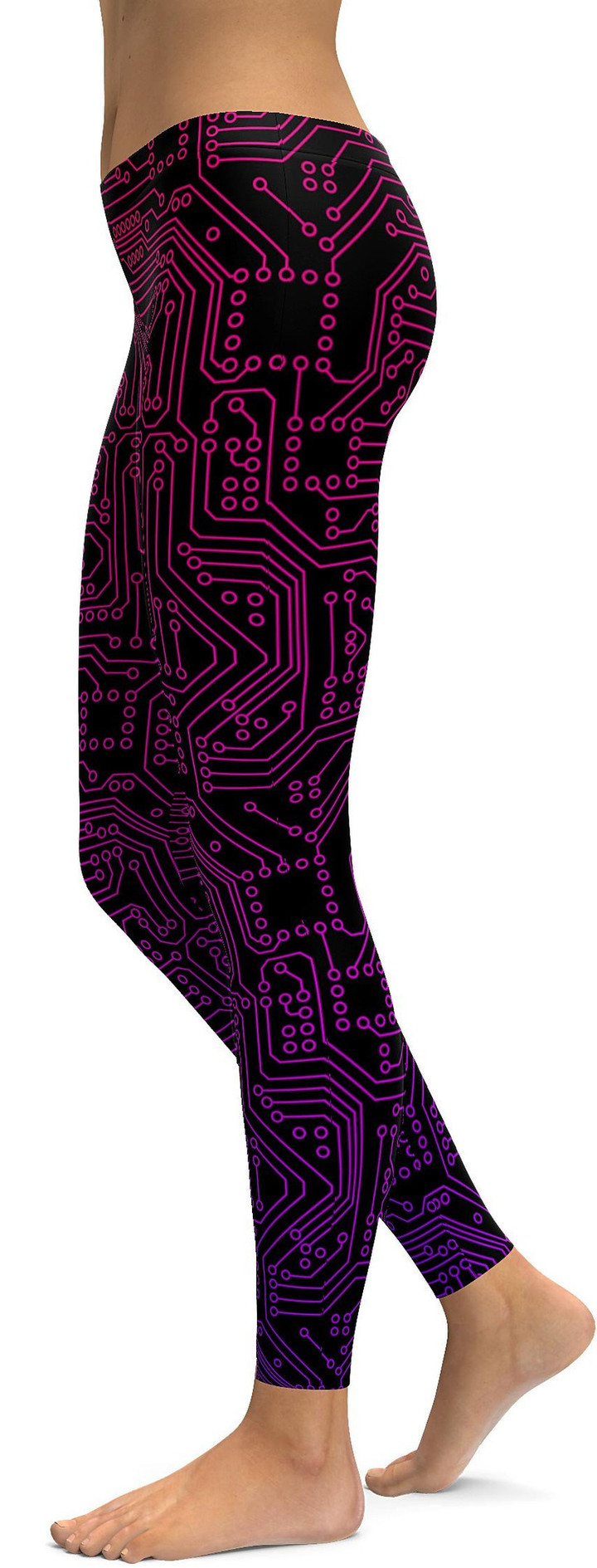 Pink & Purple Circuit Board High-Waisted Leggings