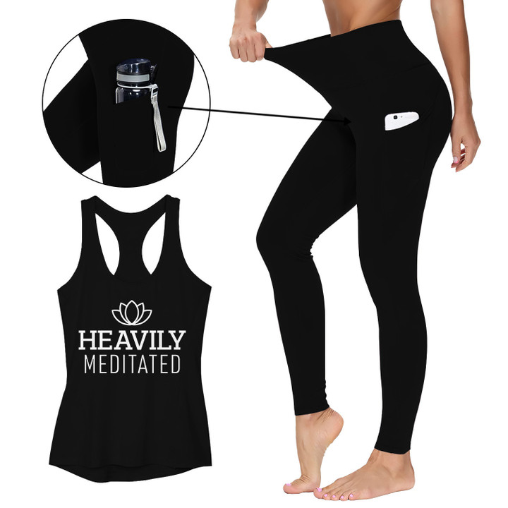 Heavily Meditated Activewear Outfit: Racerback Tank Top & High Waist Leggings with Pockets Outfit