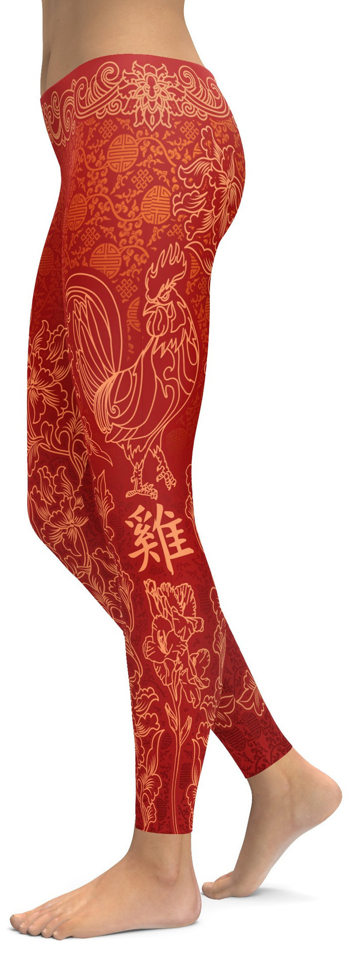 Chinese Zodiac Rooster High-Waisted Leggings