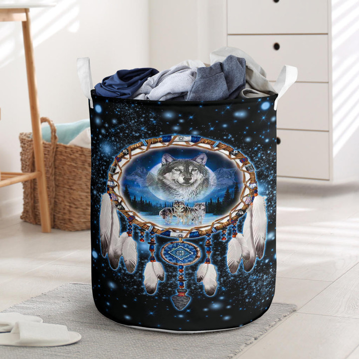 Dreamcatcher Wolf 3D Laundry Basket