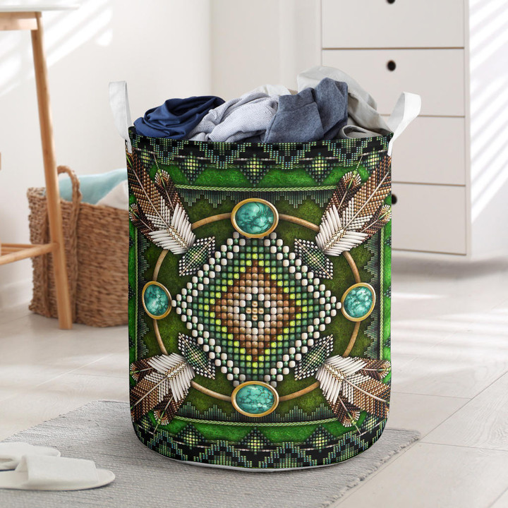 Naumaddic Arts Green Laundry Basket