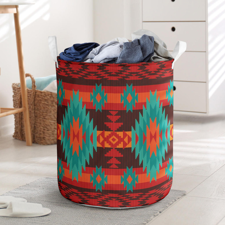 Red Geometric Pattern Laundry Basket