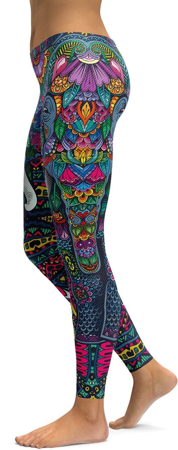 Colorful Elephant High-Waisted Leggings
