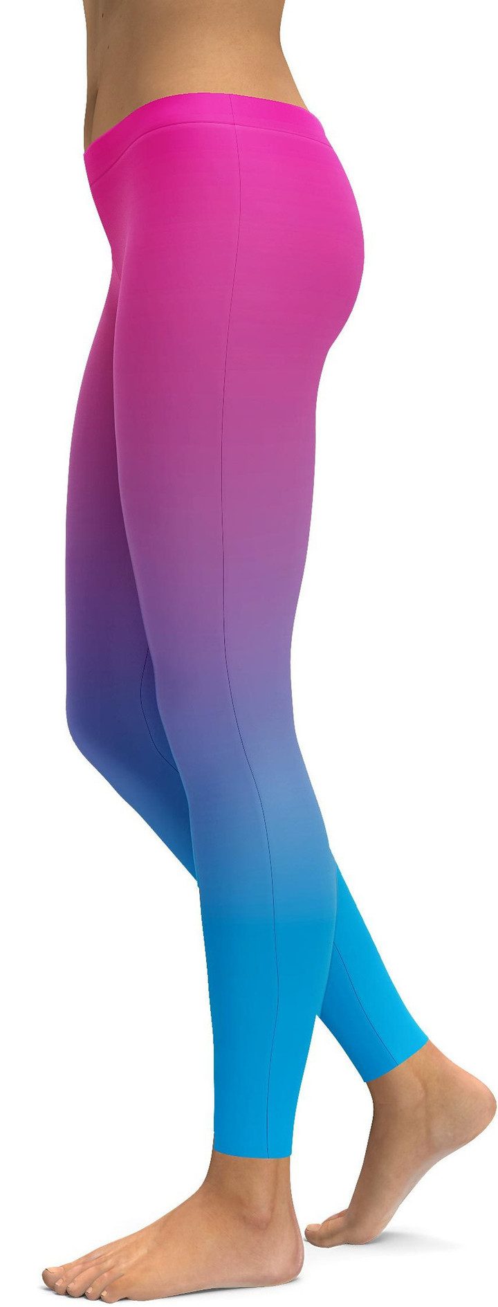 Ombre Pink to Blue High-Waisted Leggings