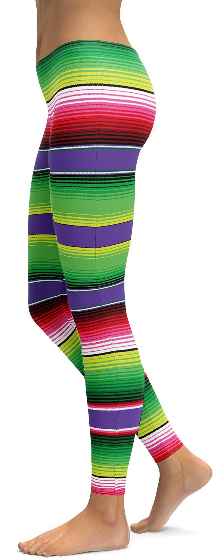 Colorful Mexican Serape High-Waisted Leggings