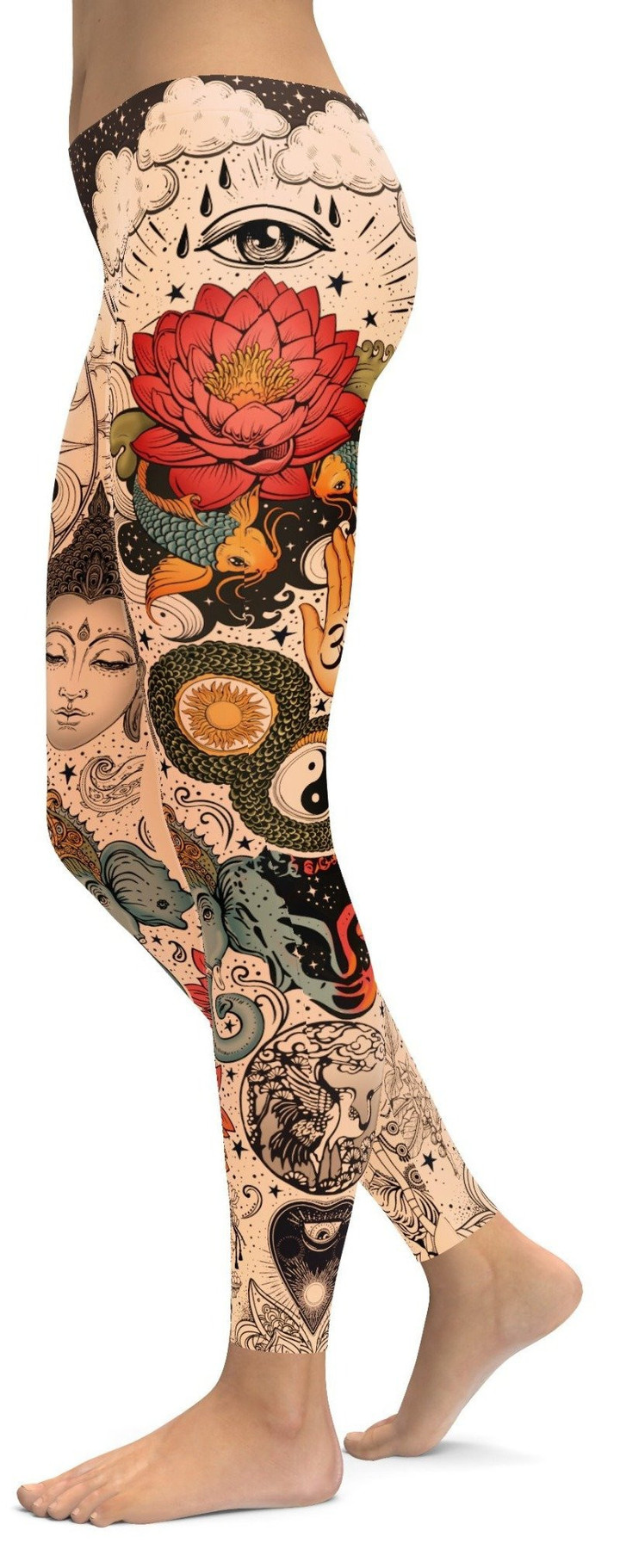 Tattooed Lotus High-Waisted Leggings