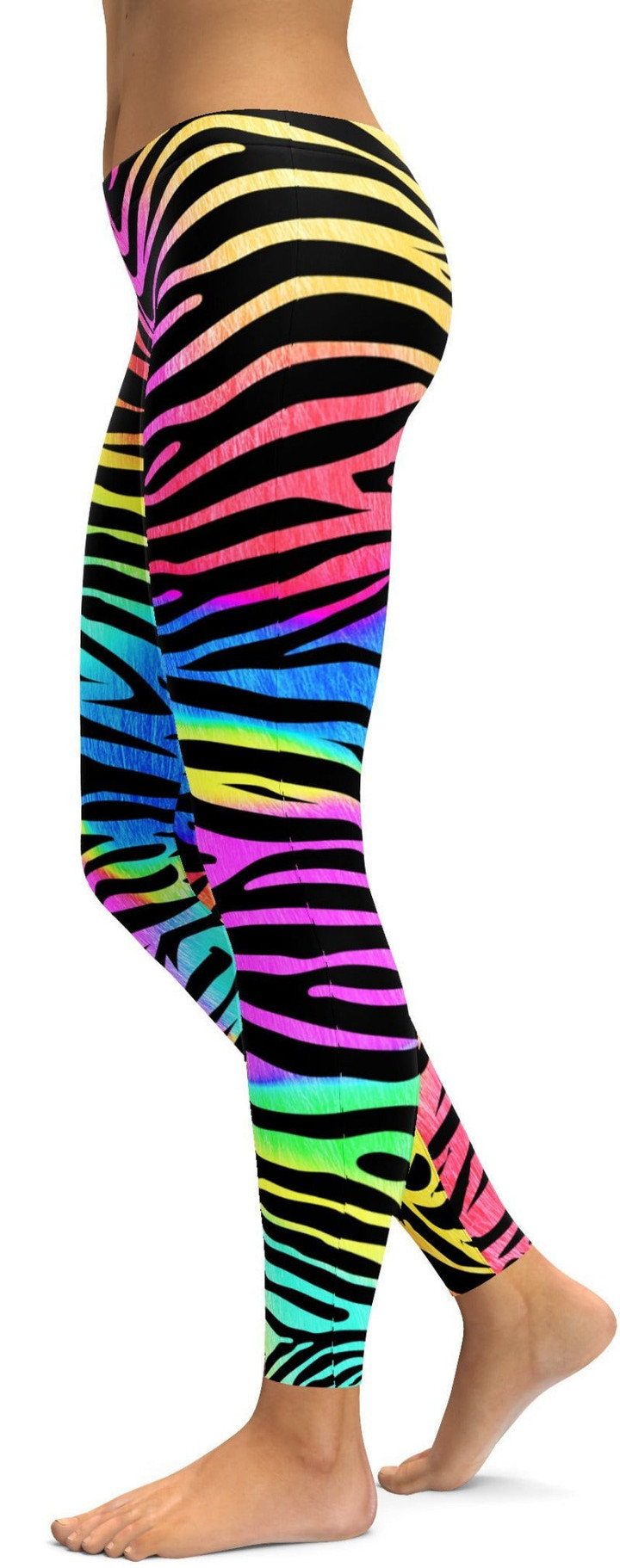Colorful Zebra Striped High-Waisted Leggings