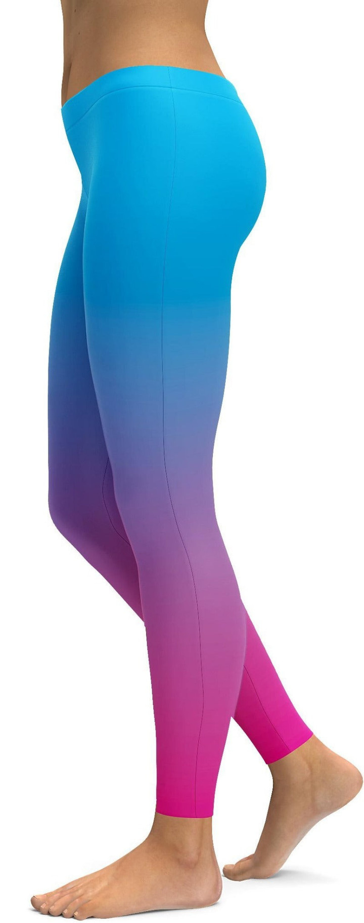 Ombre Blue to Pink High-Waisted Leggings