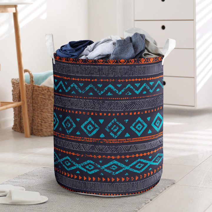 Seamless Ethnic Ornaments Laundry Basket