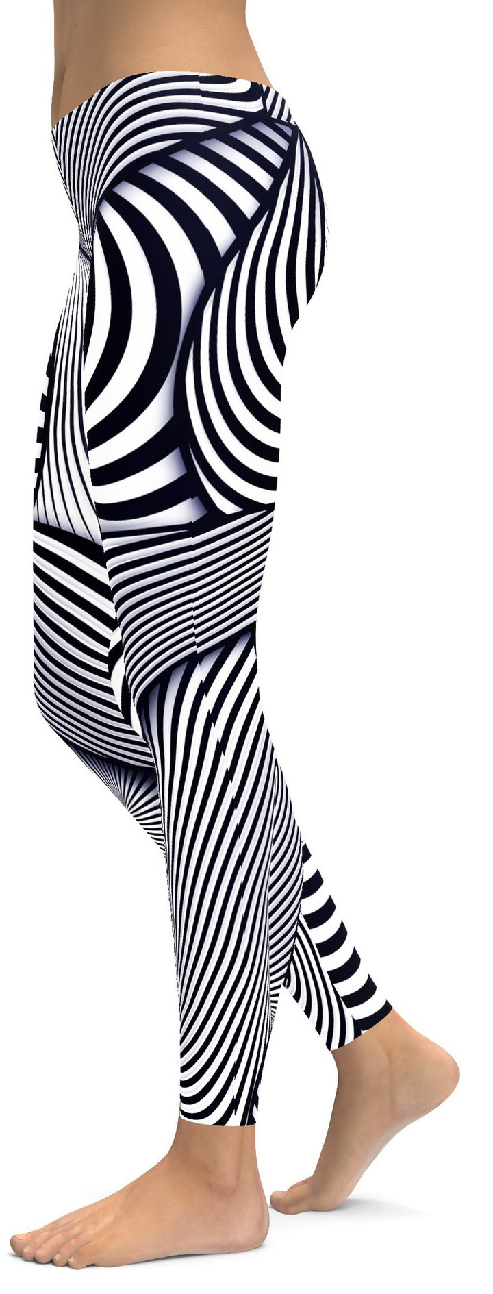 Optical Illusion Stripes High-Waisted Leggings