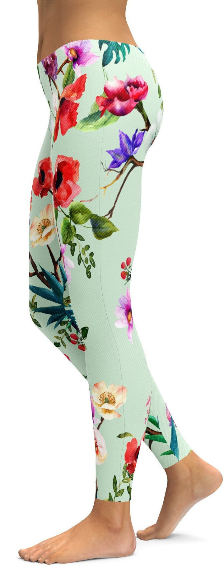 Pastel Floral High-Waisted Leggings