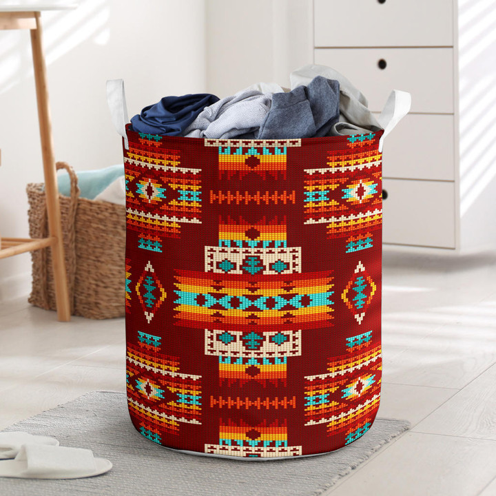 Red Pattern Native Laundry Basket