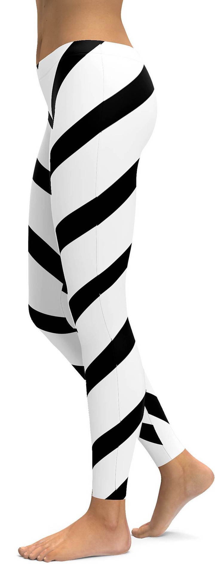 Black & White Striped High-Waisted Leggings