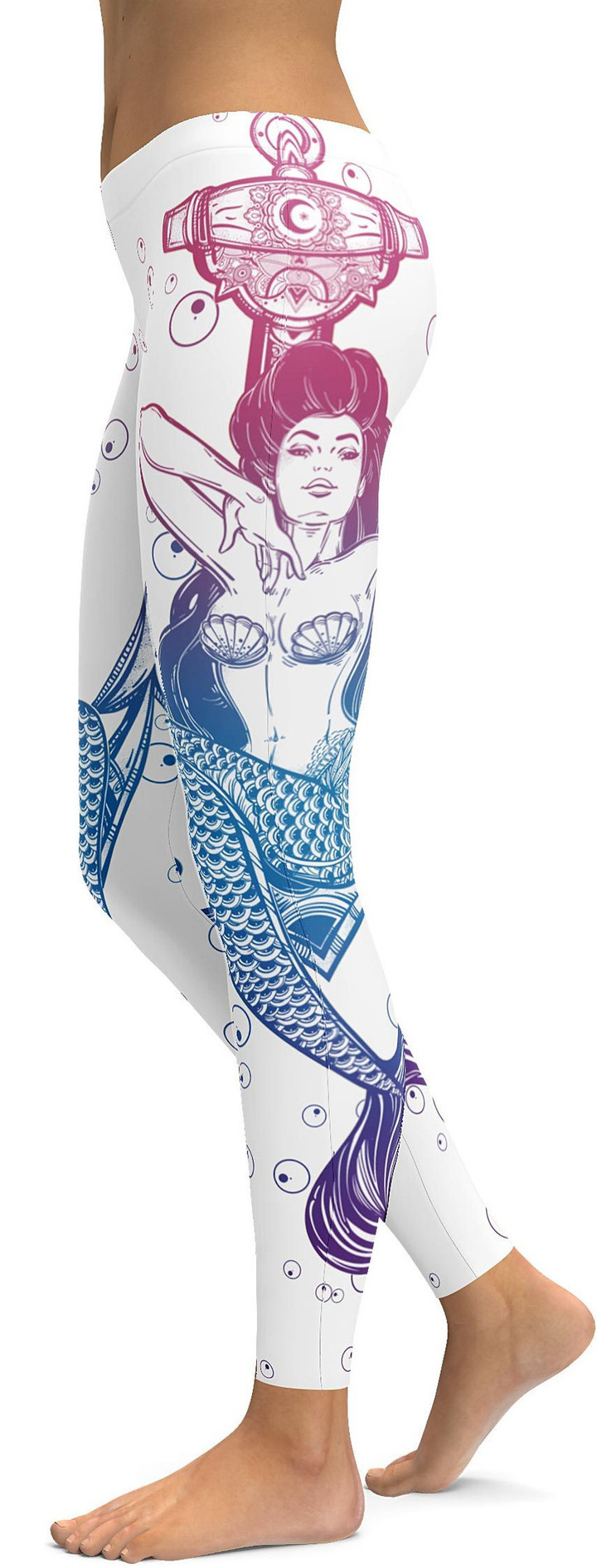 Bright White Mermaid High-Waisted Leggings