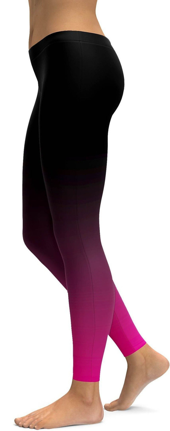Ombre Black to Pink High-Waisted Leggings