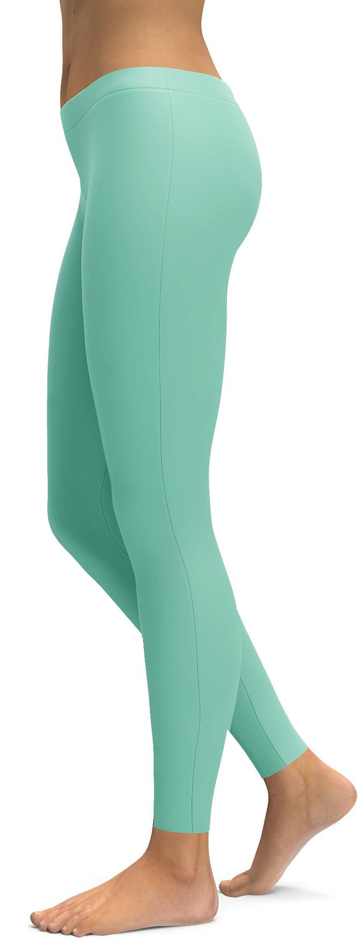 Solid Mint Green High-Waisted Leggings