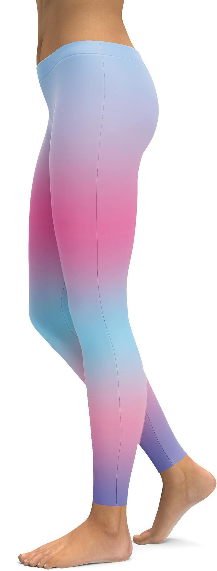 Rainbow Pastel Blue & Pink High-Waisted Leggings