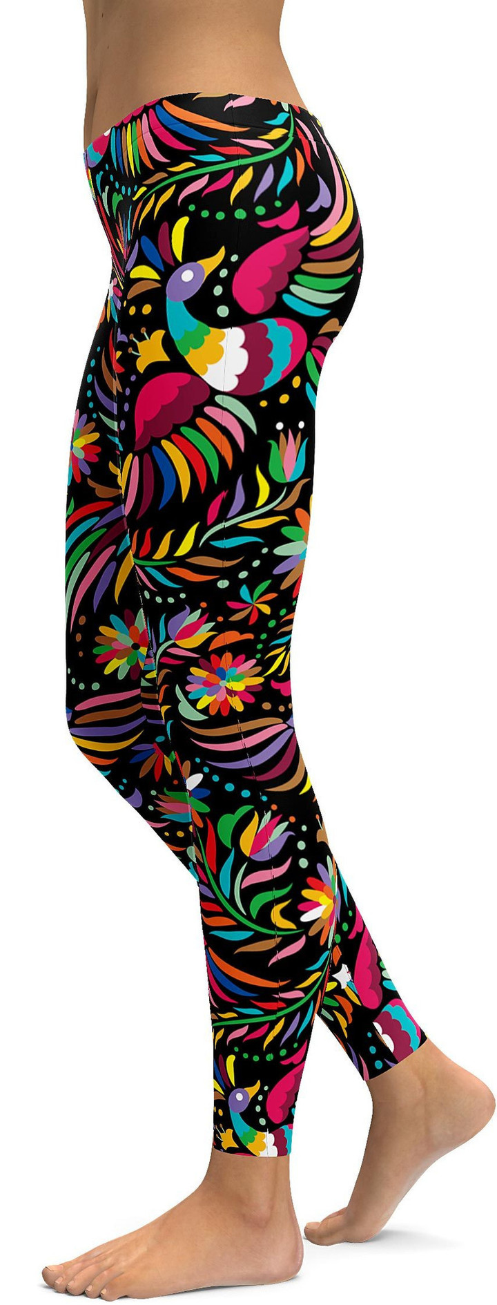 Mexican Colorful Dark Pattern High-Waisted Leggings