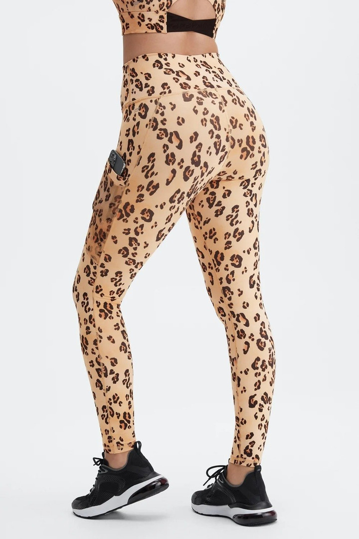 Leopard Print High-Waisted Leggings with Pockets