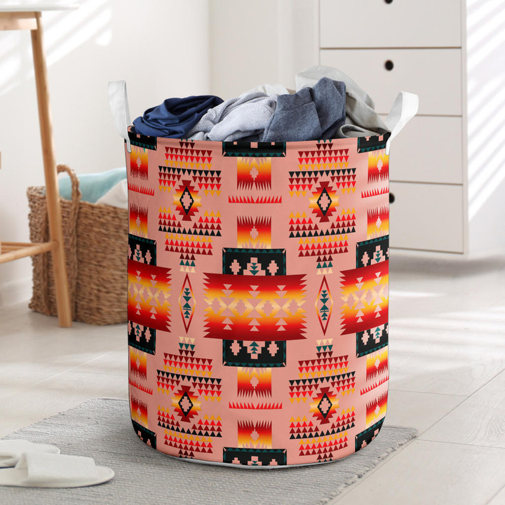 Tan Tribe Pattern Laundry Basket