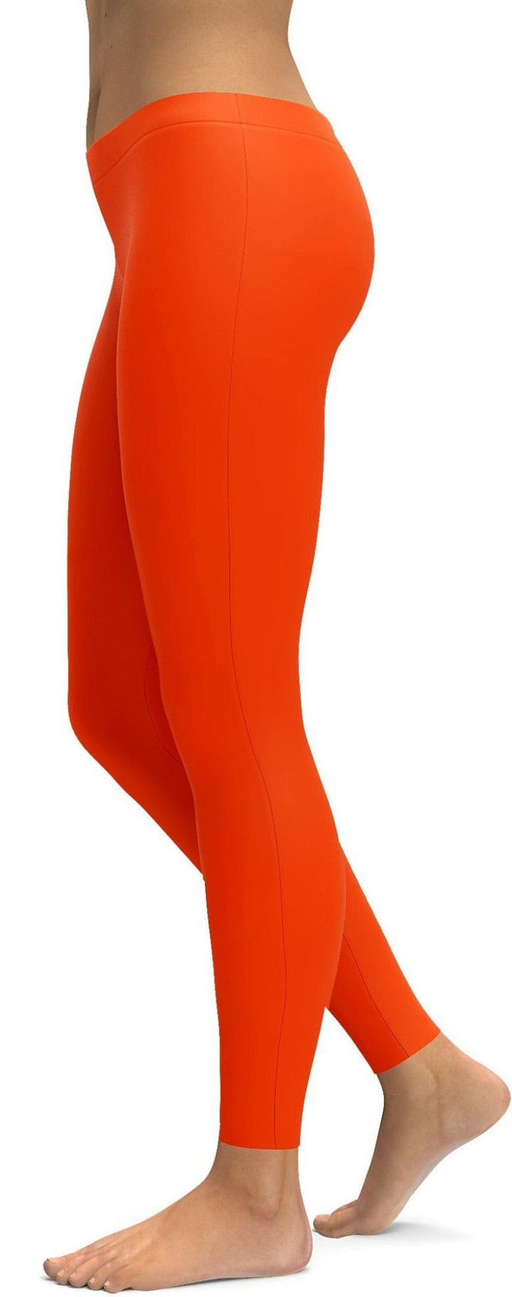 Solid Hot Orange High-Waisted Leggings