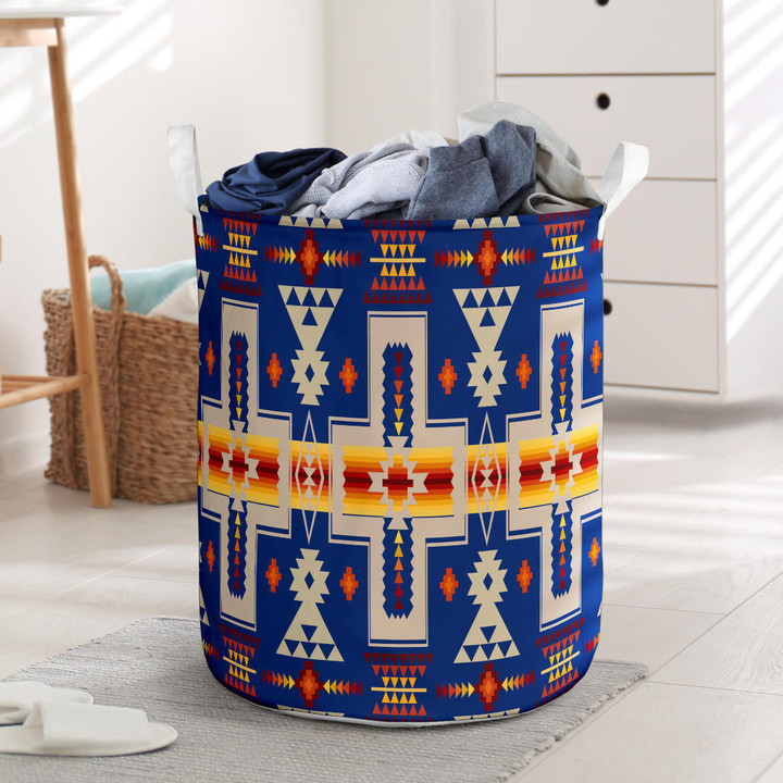 Navy Tribe Design Laundry Basket
