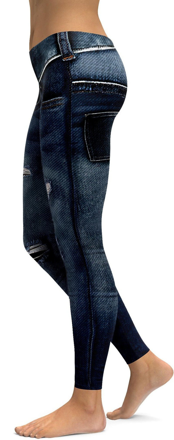 Realistic Denim Jeans High-Waisted Leggings