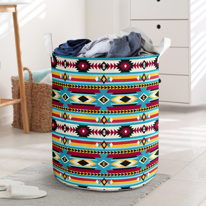 Blue & Red Pattern Native Laundry Basket
