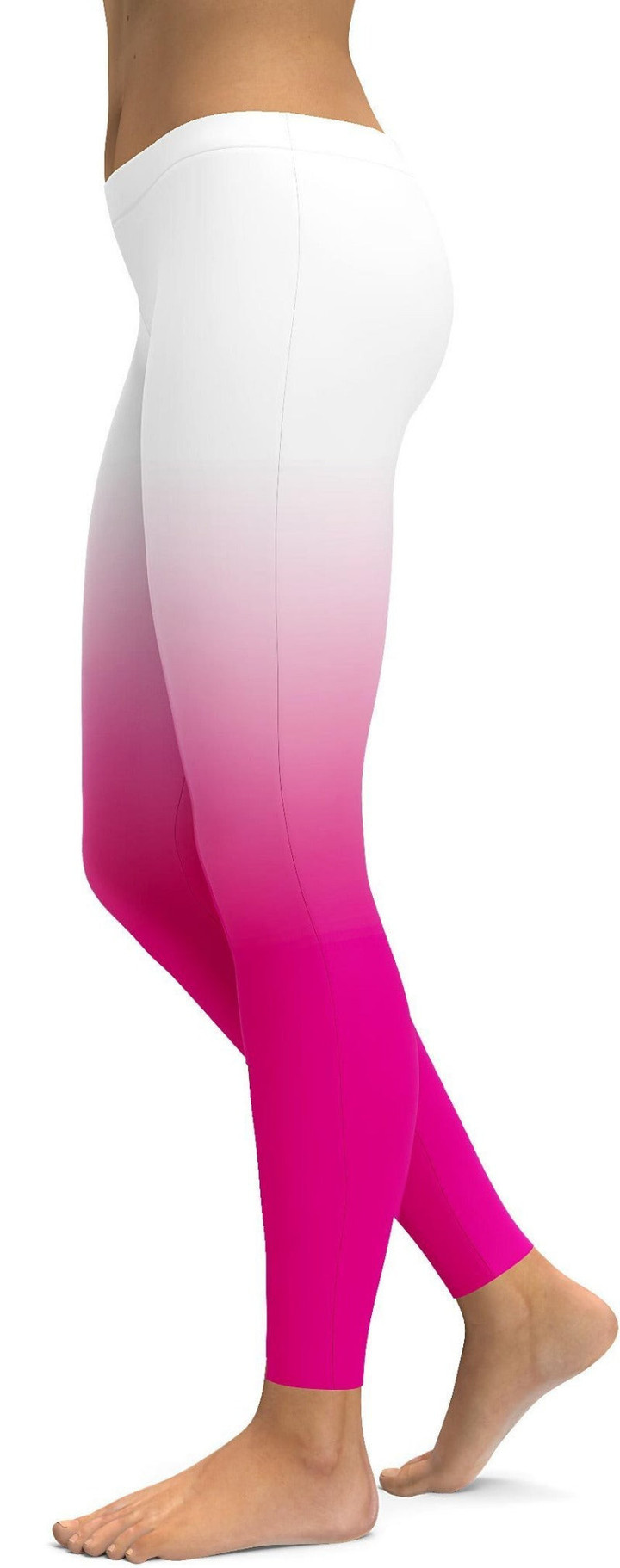 Ombre White to Pink High-Waisted Leggings