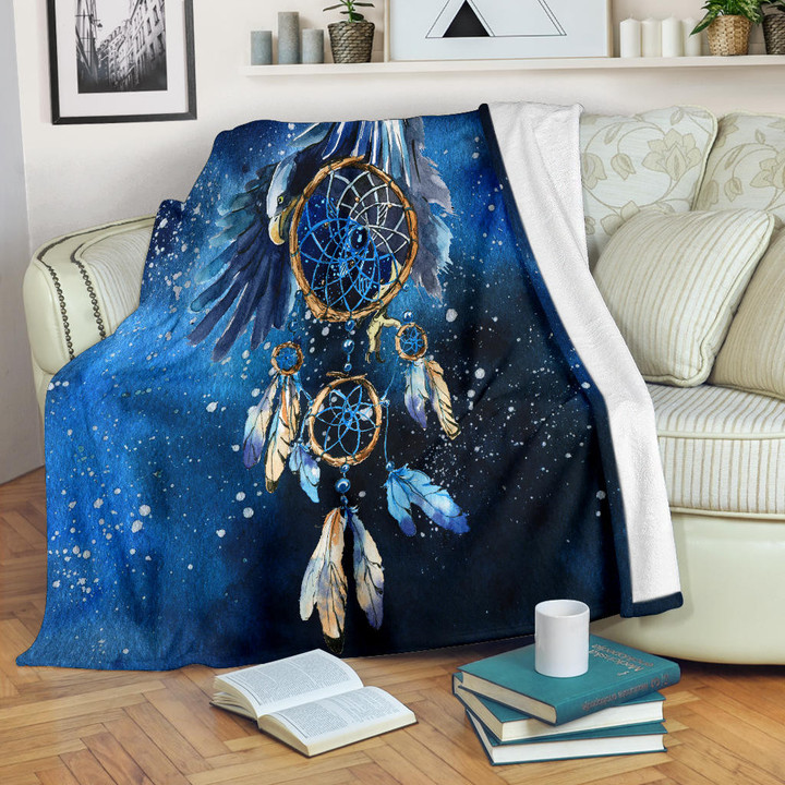 Blue Galaxy Dreamcatcher Native American Blanket