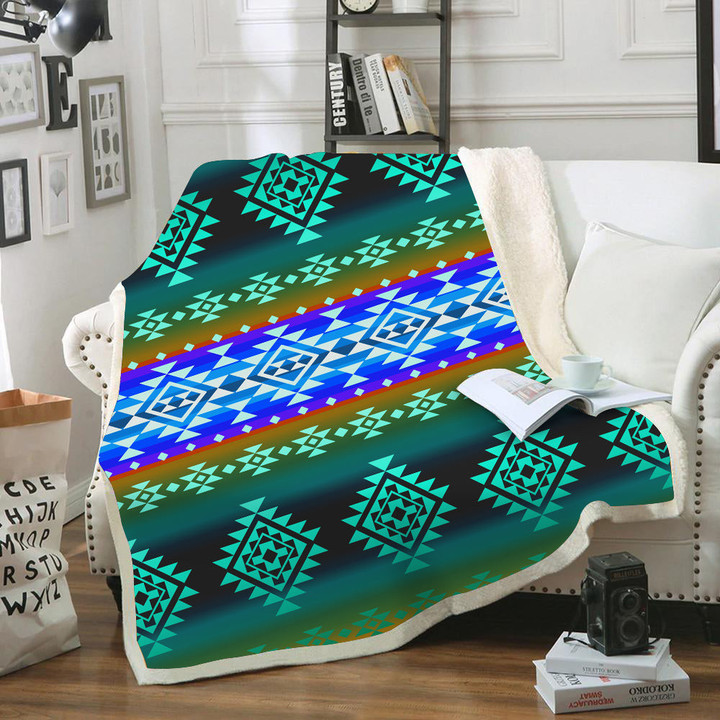 Pattern Blue Native Blanket 01