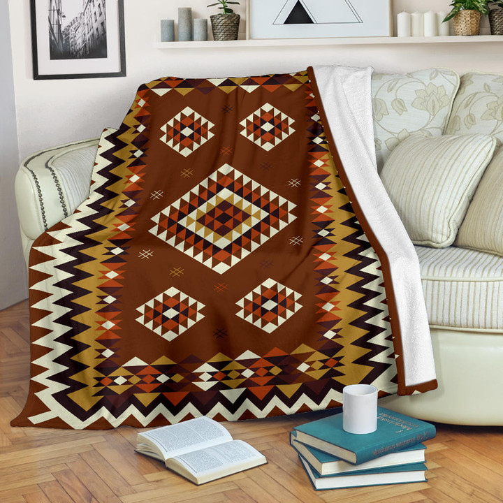 Ethnic Geometric Brown Pattern Blanket