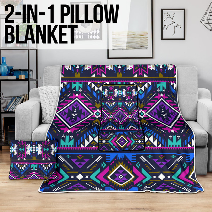 Purple Tribe Pattern Pillow Blanket