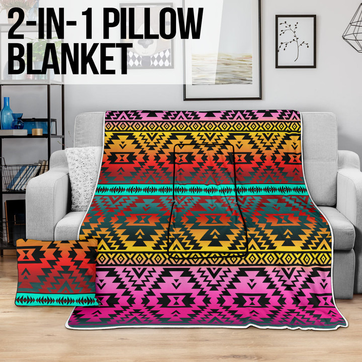Pattern Native American Pillow Blanket 01