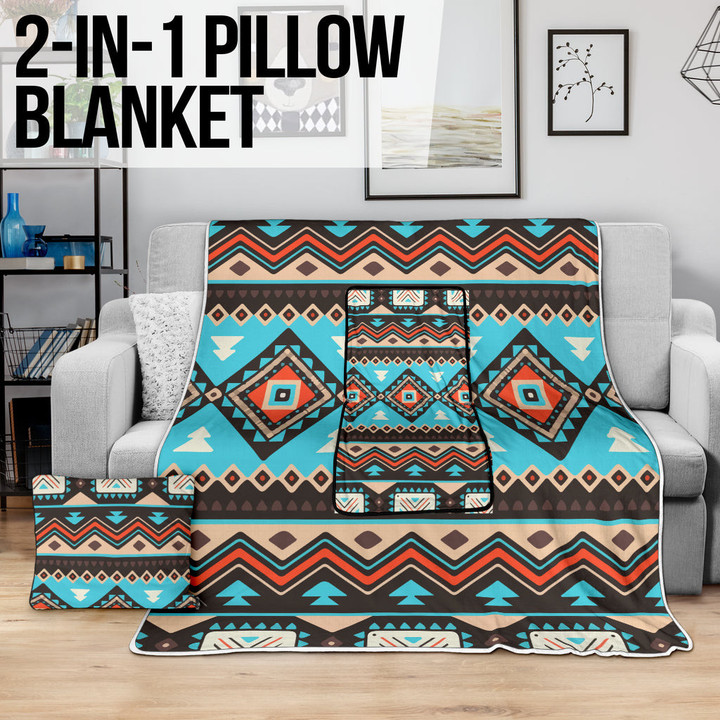 Line Shapes Ethnic Pattern Pillow Blanket