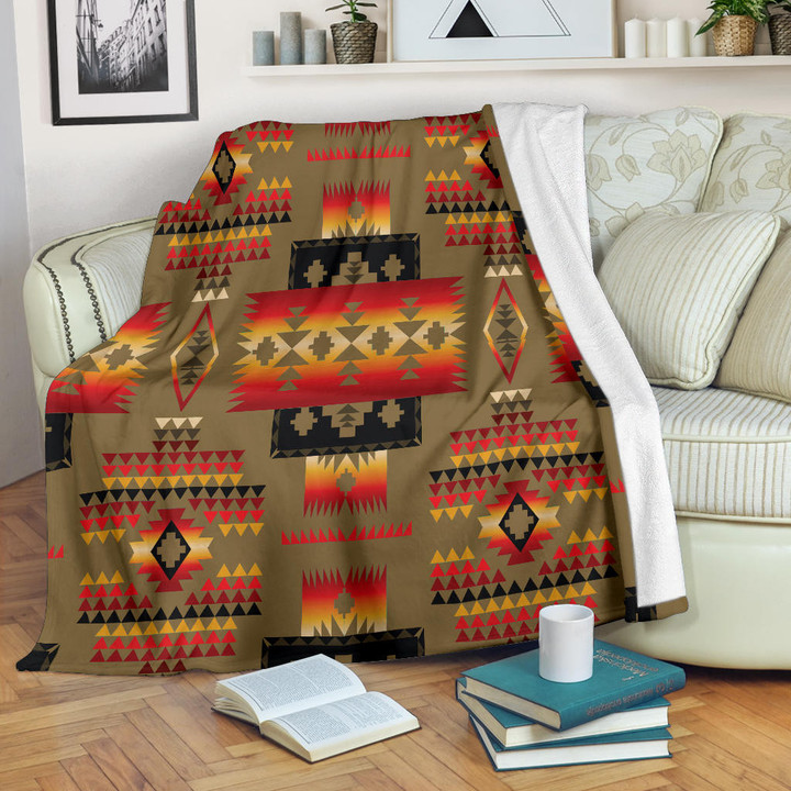 Dark Brown Tribe Design Native American Blanket