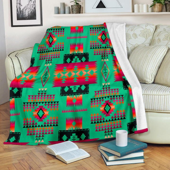 Light Green Tribe Design Native American Blanket