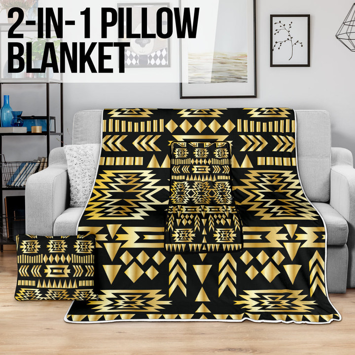 Seamless Yellow Pattern Pillow Blanket