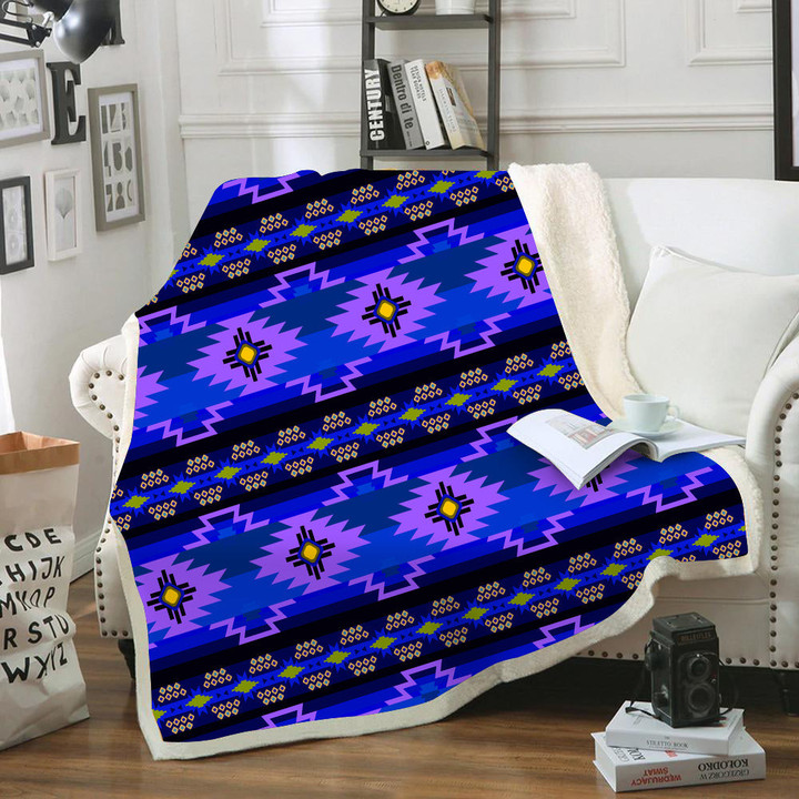 Pattern Blue Native Blanket 02